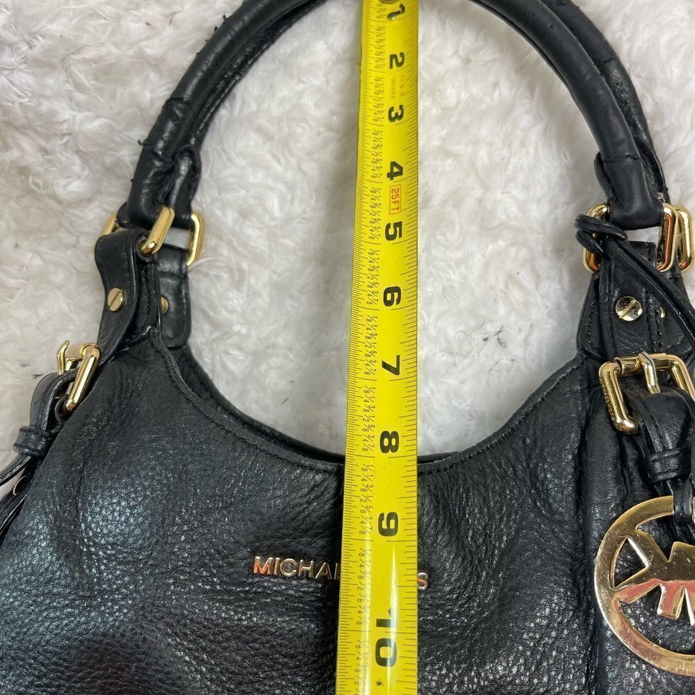 Michael Kors Black Pebble Leather Satchel with gold tone hardwares and accents. - Picture 9 of 16